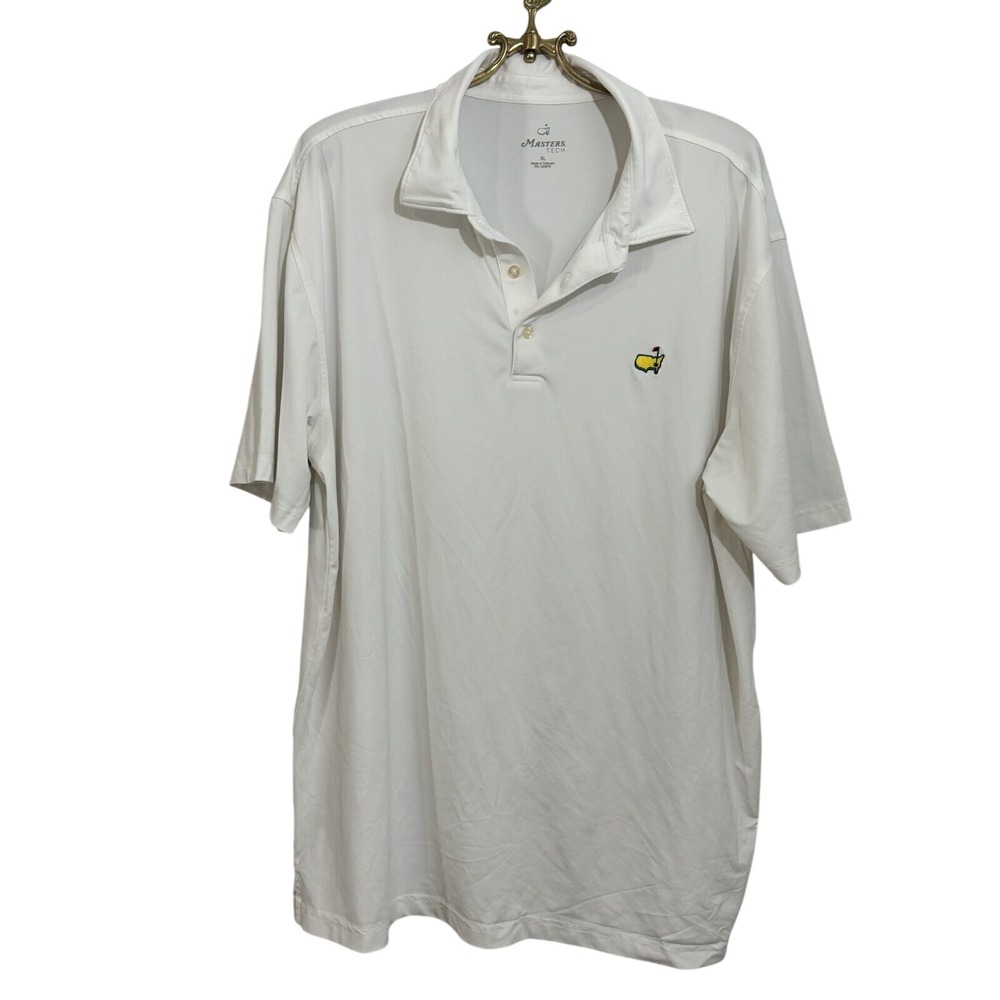Masters Tech Mens XL White Short‎ Sleeve Golf Polo Shirt Augusta National Logo